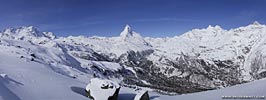 A view from a piste towards the Matterhorn
