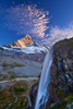 A magic waterfall under the North Face of the Matterhorn