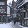 A snowy main street of Zermatt
